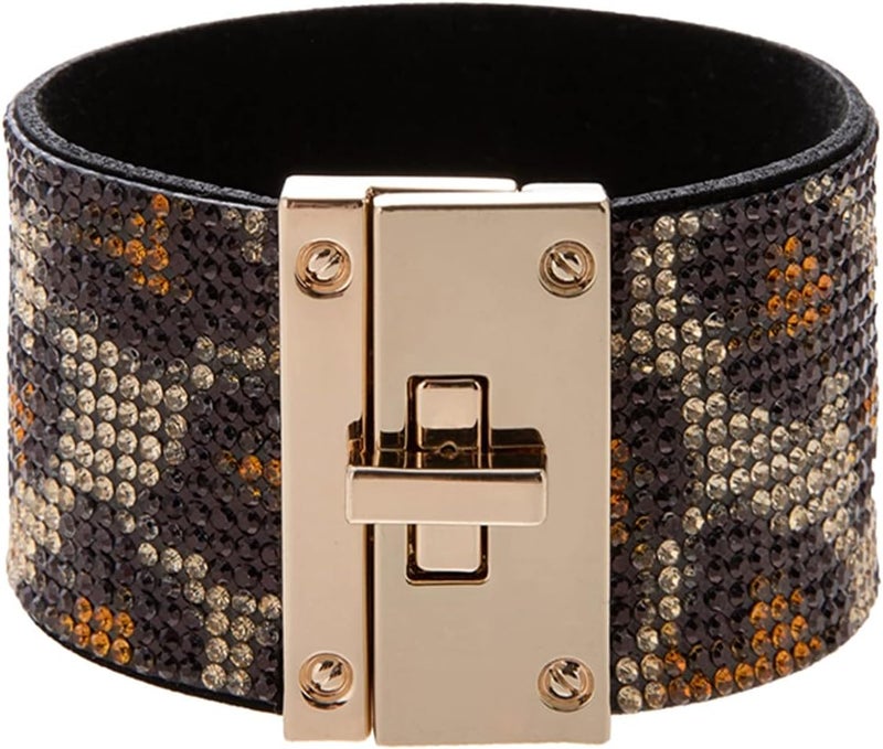 Rantanto Braid Leather Wrap Bracelet Trendy Stackable Crystal Cuff Boho Gold Heart Bracelet Jewelry Gift For Women - Image 1